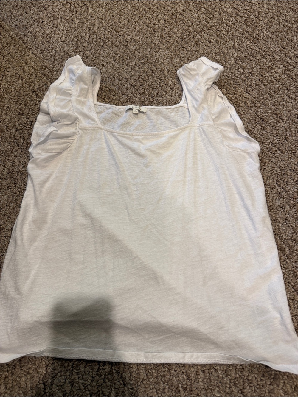 Z Supply White Square Neck Ruffle Strap Tank